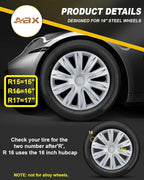 Hubcaps,16 inch hubcaps Set of 4, Wheel Rim Cover ABS Material, Snap On Car Truck SUV Replacement, for Toyota Camry Nissan Mazda etc (OV Silver, 16 inch)
