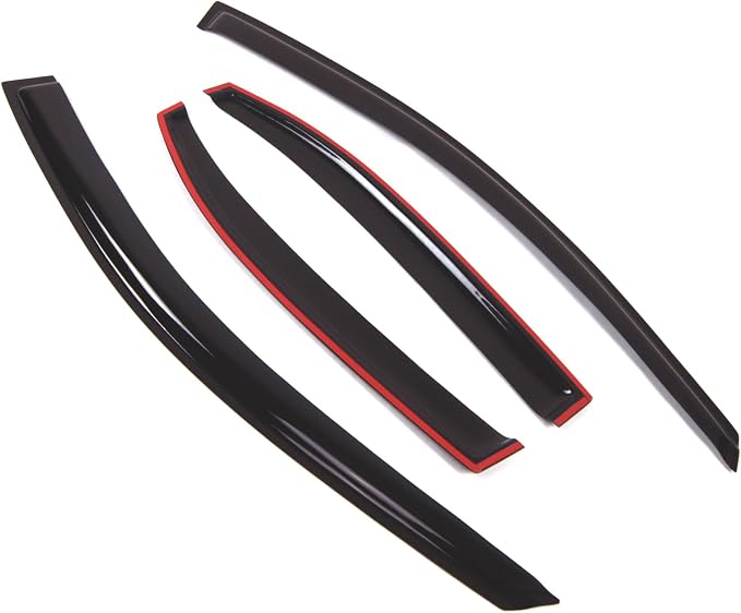 Outside Mount Window Vent Visors Rain Guards Compatible with Acura TSX 2004-2008 | Side Window Wind Deflectors Rain Shields | Black Tinted, 4 Pcs Set, BGWV-556