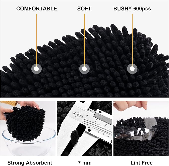 62" Car Wash Brush Kit Mitt Mop Sponge with Long Handle Chenille Microfiber Car Cleaning Brush Kit Supplies Car Washing Mop Kit Car Care Kit of Scratch-Free Replacement Head for Car RV Truck