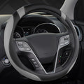Customized Auto Car Steering Wheel Cover for Hyundai,Tucson,Sonata,Elantra,Santa Fe,Genesis,Sonata Hybrid,Azera,Venue,Kona, 14.5-15 inches(Black+Gray - Standard Size)