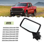 Left Driver Side Mirror Compatible With 2019-2025 Chevy Silverado 1500 With Power Glass Power Folding Heated Turn Signal Puddle Lights Mirror Memory Blind Spot Chrome Replace#84898867(14Pins)