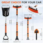 Extendable Snow Brush for Car, Ice Scrapers for Car Windshield Combo Kit with 270° Pivoting Head, 6-in-1 Snow Removal Tool with Snow Shovel Snow Scraper for Car, Truck, SUV, Winter Car Kit