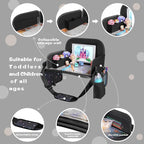 MENZOKЕ Kids Travel Tray, Road Trip Activities for Kids Toddlers | Toddler Car Activities with No-Drop iPad Holder Stand, Roadtrip Essentials with Dry Erase Board & Cooler Cup Holder, Black