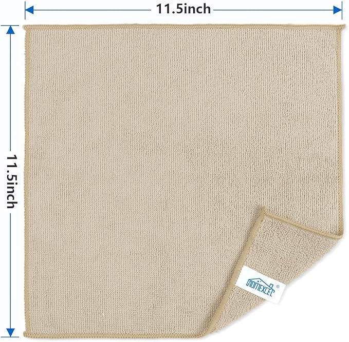 Brown Microfiber Cleaning Cloth, 8 Pack Cleaning Towels for Kitchen, Lint Free, Scratch-Free, Highly Absorbent, and Reusable Cleaning Rags for House, Window and Glass, Cars, 11.5 X11.5 inch