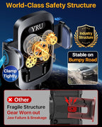 YRU [True Upgrade for Safety Car Phone Holder Mount [Patent & Military-Grade] Dashboard Cell Phone Holder for Car Vent Windshield Phone Stand for iPhone 17 16 15 14 Pro Max Truck Samsung, Black Blue