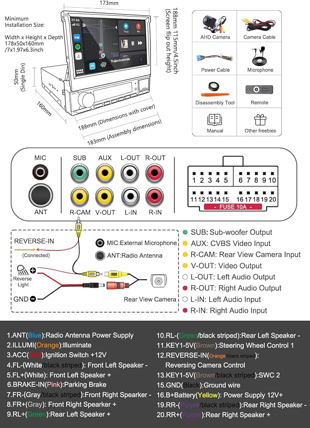 【 】 Single Din Touchscreen Radio with Wireless CarPlay, 7 inch QLED Android Auto Screen for car,Motorized Flip Out Car Stereo Upgrade Fast Charging(QC/PD 3.0)/AM/FM/DSP/AHD (S7012)