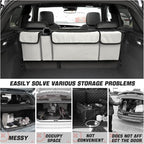 Car Trunk Organizer, Backseat Hanging Large Storage with Adjustable Straps, Waterproof Collapsible Cargo Bag with 4 Pockets, Sturdy Space Saver Frees Trunk Floor for SUV, Truck, MPV