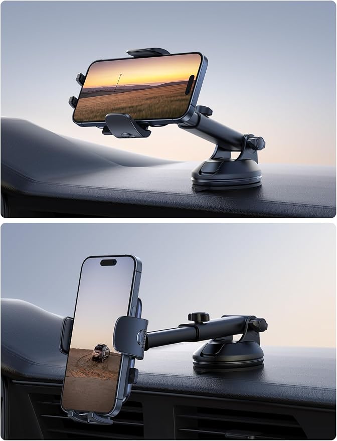 Car Phone Holder - [Strongest Military-Grade Suction Cup] 360° Rotation Phone Holders for Your Car Quick Release Adjustable Phone Mount for Car Dashboard for iPhone 17 16 Pro Max Galaxy Truck