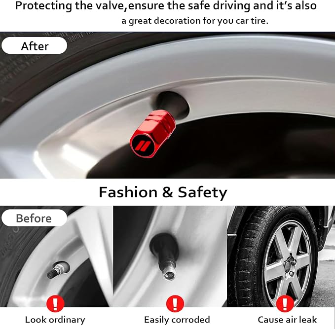 4Pack Sports Tire Valve Caps Universal Tire Air Cap Valves Stem Covers | Aluminum Alloy Rust-Proof Corrosion Resistant Leak-Proof Valve Stem Caps,for Auto SUV Truck Bicycle,Sports Gifts for Drivers
