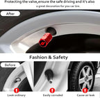 4Pack Sports Tire Valve Caps Universal Tire Air Cap Valves Stem Covers | Aluminum Alloy Rust-Proof Corrosion Resistant Leak-Proof Valve Stem Caps,for Auto SUV Truck Bicycle,Sports Gifts for Drivers