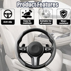 2PCS/Set Car Steering Wheel Cover, Leather Segmented Anti-Slip Automotive Wheel Protector, Soft Breathable Vehicle Steering Protection Covers, Universal Interior Accessories (Gray)