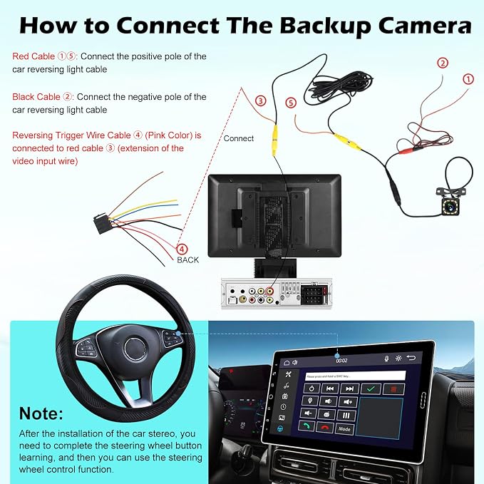 10.1 inch Single Din Touchscreen Radio 10 inch Car Stereo with Wireless Carplay Support AM FM Radio/YouTube Video/Bluetooth/Car Play/Android Auto + Backup Camera + Mic
