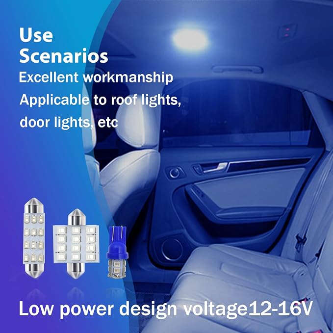 24 PCS Car LED Lights, Interior Replacement Bulbs for Car Interior Lights Dome Lights Plate Lights Map Lights Door Lights License,Compatible with All Vehicles(Blue)