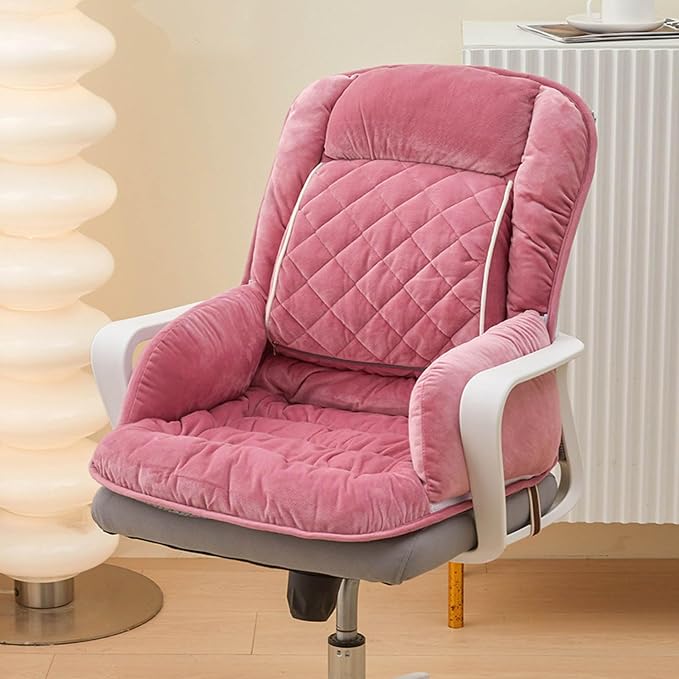 Office Heated Seat Cushion for Desk Chair,Upgraded Lumbar Support Seat for Cushions for Dorm Desk Chair with Back, USB Interface, 3-Speed Temperature Control (Pink)