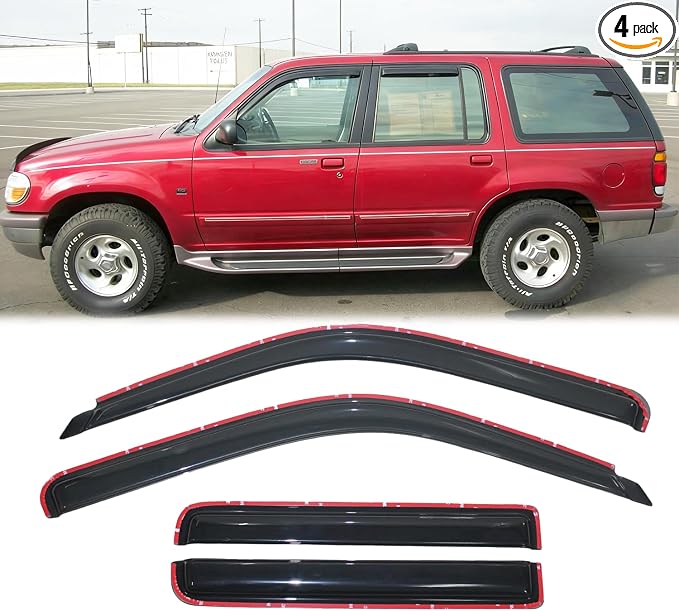 4pcs Original Shatterproof Side Window Wind Deflectors for Explorer 91-01,Tape-on Rain Guard Sets,Window Visors for Cars,Vent Deflector for 91-01 Explorer 01-05 Sport Trac 97-01 Mountaineer 94074