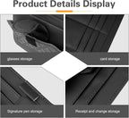 Car Sun Visor Organizer, Multi-Function Leather Car Visor Storage Pouch for Sunglasses Cards Licenses Pens, Multi-Pocket Visor Organizer, Universal for SUV, Sedan, Truck (Black)