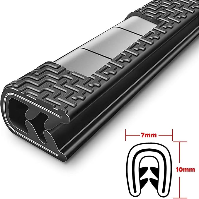Universal Car Door Guards 66Ft(20M), Rubber U Shape Edge Trim Protection Strip, Black No-Glue Design Fits Most Vehicles