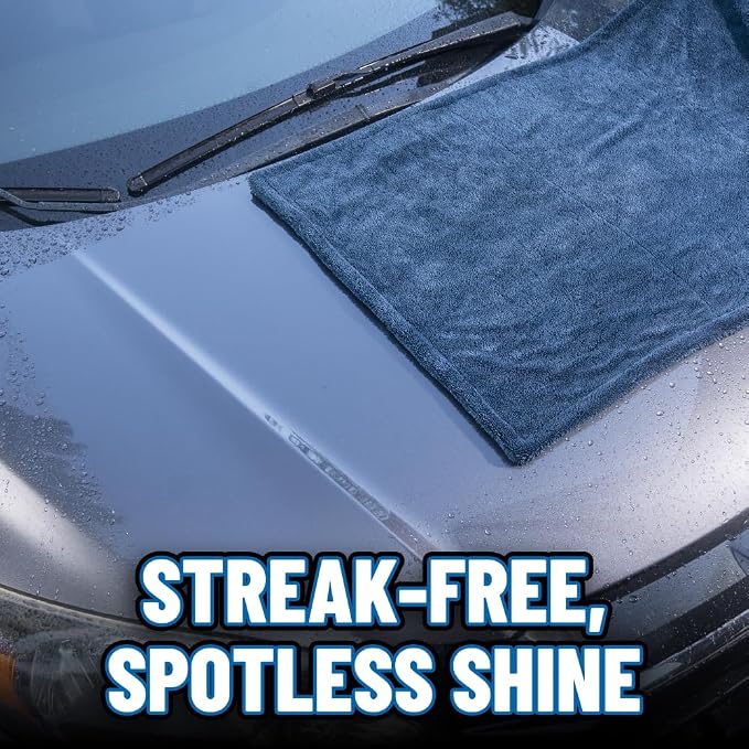 Megalodon Microfiber Drying Towel with Twisted Loop Technology, Super Plush Absorbent 24" x 36" Microfiber Towel for Cars, Trucks, SUVs, RVs, and More, Extra Large Dark Blue Drying Cloth