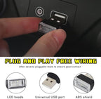 4 PCS USB LED Car Interior Atmosphere Lamp, Plug-in USB Decor Night Light, Portable Auto Ambient Lighting Kit, Universal Vehicle Interior Accessories for Most Cars (Yellow)
