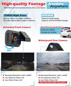 Real OEM Rear View Mirror Camera with Detached Front Lens, Mirror Dash Cam 10" Full Touch Screen for Car, 2K Zoom, IMX 307 HDR, STARVIS Night Vision, Built-in GPS, ASX II V2.0
