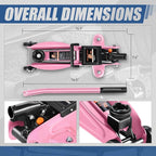 2 Ton Floor Jack with Jack Stands, Heavy Duty Steel Hydraulic Racing Floor Jack with Single Piston Quick Lift Pump, Hydraulic Trolley Service Car Jack, Pink