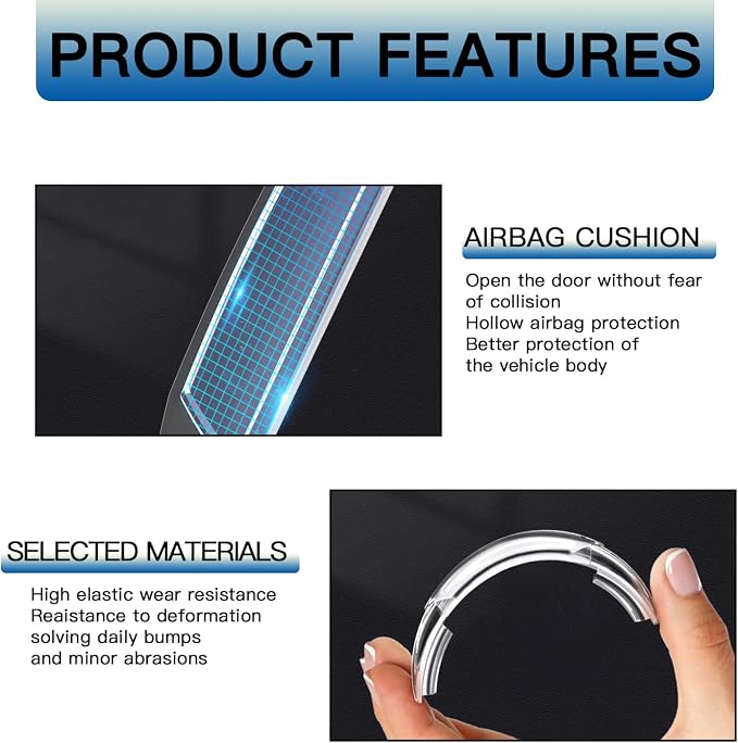 4 PCS Car Door Anti-Collision Strip, Rearview Anti-Impact Sticker, Door Protection Decorative Covers, Door Edge Bumper Guard, Universal Car Side Door Edge Protector (Black)