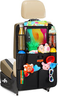 Upgraded Car Organizer with 11-inch Tablet Holder, 8 Pockets, Car Seat Protector for Road Trips - Car Storage and Organizers for Kids