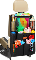 Upgraded Car Organizer with 11-inch Tablet Holder, 8 Pockets, Car Seat Protector for Road Trips - Car Storage and Organizers for Kids