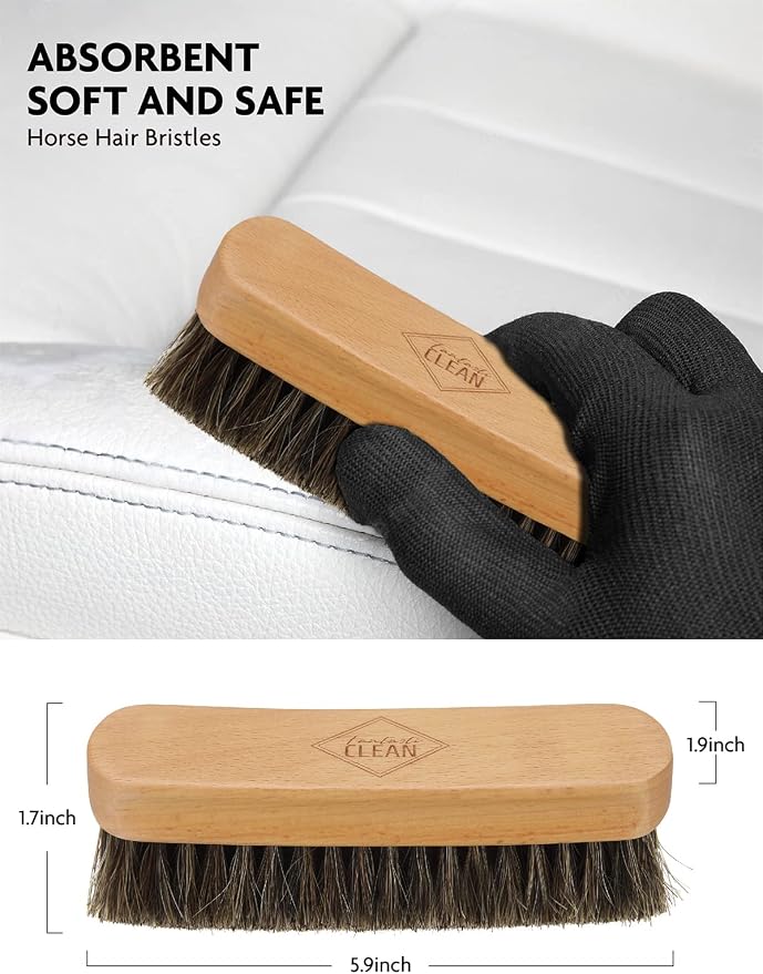 9PCS Car Interior Detailing Set, Microfiber Cloth & Applicator, Single-Head Detailing Brushes, Natural Bristles, Scratch-Free & Ultra-Soft for Seats Leather Care or Cleaning