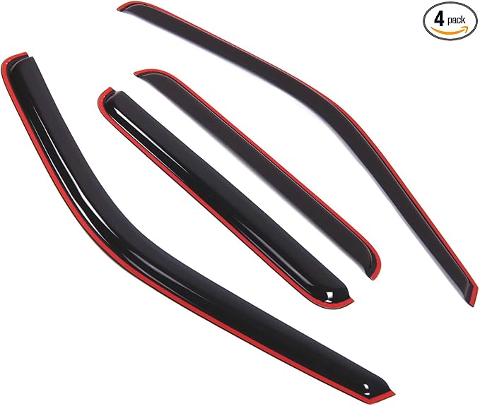 in-Channel Window Vent Visors Rain Guards Compatible with Ford F-250 SuperCrew 1999-2016 | Side Window Wind Deflectors Rain Shields | Smoke Tinted, 4 Pcs Set, DGWV-192i