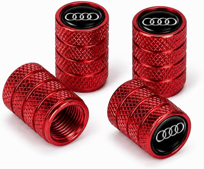 Car Tire Valve Stem Caps for Automobiles,Dust Caps Compatible with Audi A1 A3 RS3 A4 A5 A6 A7 RS7 A8 Q3 Q5 Q7 R8 S Series Car Tires，Alloy Leak-Proof Valve Cover