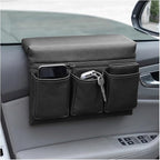 Car Window Armrest Storage Box, Soft Leather Vehicle Side Door Organizer Bag Elbow Rest Cushion with Multiple Pocket, Multifunctional Auto Window Armrest Storage Bag, Universal Fit (Black)