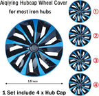 Hubcap Wheel Cover Replacement R15 Hub Caps Universal-Fit Steel Wheel Rim Cover ABS Material Exterior Accessories for Car Truck SUV Van -Set of 4（15-inch，Blue-Black）