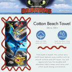 How to Train Your Dragon Toothless Kids Super Soft Cotton Bath/Pool/Beach Towel, 58 in x 28 in, (Offically Licensed Product) by