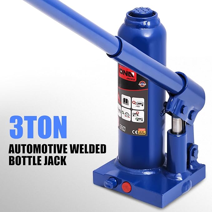 3 tons / 6000 lbs Lifting Automotive Welded Hydraulic Bottle Jack for Car SUV Pickup Truck, Auto Repair, with Manual Handle & Carrying Storage Case, Blue