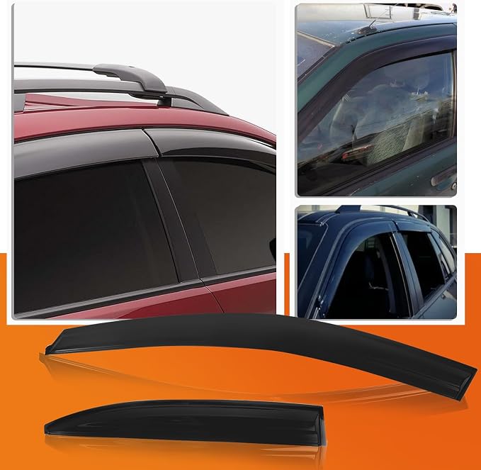 4Pcs Window Visor Rain Guard Deflector for Acura MDX 2014 2015 2016 2017 2018 2019 2020 2021 Chrome Trim Black