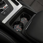 Wildflower Car Steering Wheel Cover + 2 Cute Floral Car Coasters 15 Inch | Multicolor Wildflower Steering Wheel Cover Anti-Slip Breathable Universal for Suitable for Men Women