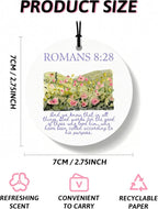 Purple Christian Round Car Air Freshener 4 Pcs, Coquette Pouple Bow Religious Hanging Air Freshener for Cars Closet Drawer Books, Christian Girly Car Accessories Mirror Decor for Women