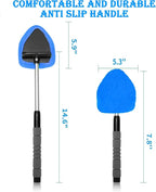 Car Windshield Cleaner Tool with Reusable Microfiber Pads Extendable Handle(1, Blue)