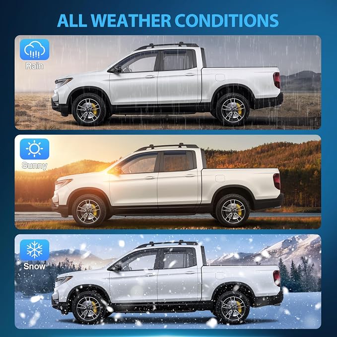 in Channel Rain Guard for Honda Ridgeline 2017 2018 2019 2020 2021 2022 2023 2024 2025 2026, Inside Mount Window Deflectors for Cars, Light Smoky Blue, 4PCS