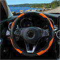 Car Steering Wheel Cover 15 inch, Microfiber PU Leather Elastic Steering Wheel Protector, Anti-Slip Breathable Car Interior Accessories for Most Cars (Orange)