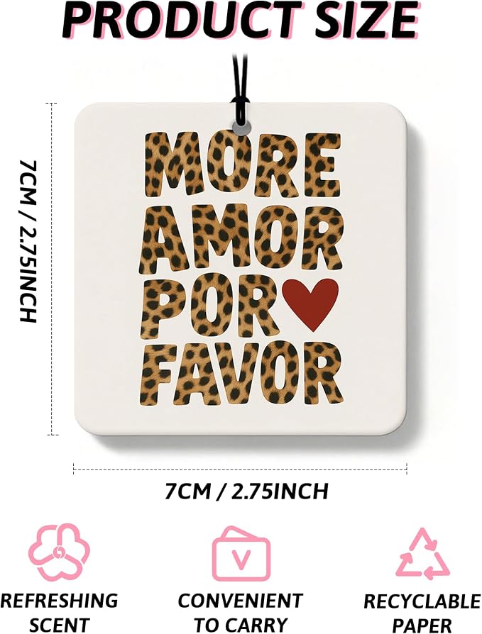 Leopard Print 8 Ball Orange Car Air Freshener 4 Pcs, Inspirational Cheetah Cherry Lips Square Hanging Air Freshener for Closet Drawer Books, Girly Y2k Car Accessories Mirror Decor for Women