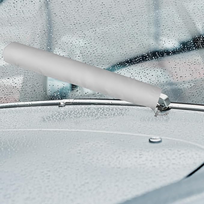 2Pcs Windshield Wiper Blade Cover, 25.5x3.9in Polyester RV Windshield Wiper Blade Protector, Gray Wiper Blade Protector, Waterproof Rainproof Bird Droppings Wiper Cover for Car SUV Truck