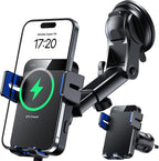 Wireless Car Charger, 15W Auto Clamping Car Charger Dash Windshield Air Vent Phone Holder Compatible with iPhone 16 15 14/13/13 Pro/12 pro/12/11/X/8, Samsung S24/S23/S22, Blue