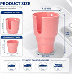 Car Cup Holder Expander for Large Bottles, Fits 32 oz to 40 oz Water Bottles and Handle Mugs, Secure Base for Most Vehicle Cup Holders, Durable ABS, Easy to Install, Durable ABS (Pink)