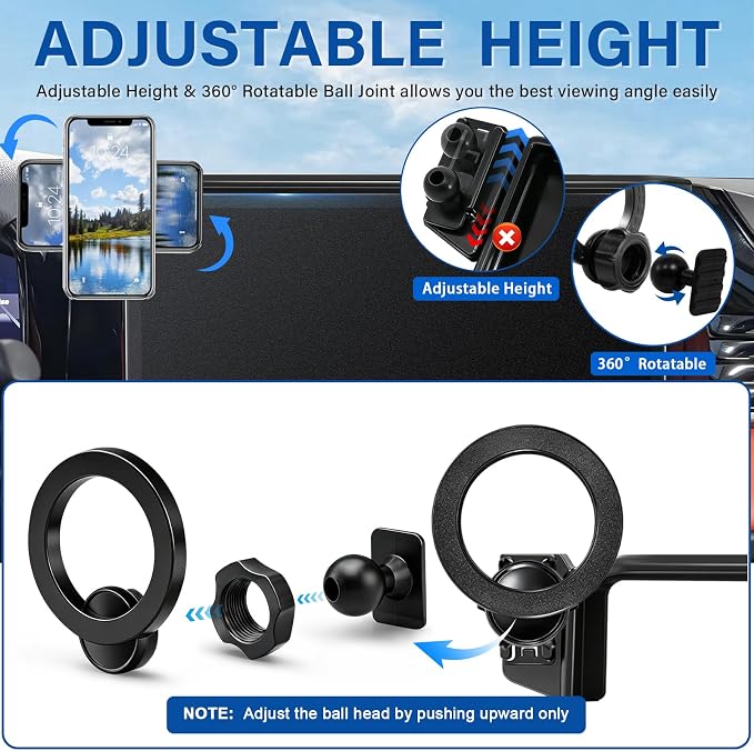 Magnetic Car Phone Holder for Toyota Camry XLE/XSE 2025-2026 Accessories | 12.3-Inch Screen, 2026 Toyota Camry Cell Phone Mount for Magsafe iPhone, 360° Hands-Free No Air Vent Blockage Stable Stand