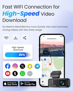 COOLCRAZY 4K Dash Cam Front, Built-in WiFi GPS, Dash Camera for Cars, 3.2" IPS Screen Dashcam with App Control, Free 32G Card, 170°Wide Angle, 24H Parking Mode, WDR, Night Vision, G-Sensor