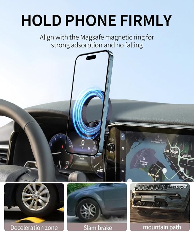Car Phone Holder for Toyota Camry 2025-2026 Accessories, 12.3-inch Screen | Magsafe Magnetic Cell Phone Mount Clip Compatible with iPhone, 3D fit Stable Dashboard GPS Navigation Bracket Cradle Stand