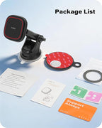 for MagSafe Car Mount, Dashboard & Windshield Suction Cup Holder with Telescopic Arm, Magnetic Phone Holder for Your Car, Designed for iPhone MagSafe Case (Black-Magsafe)