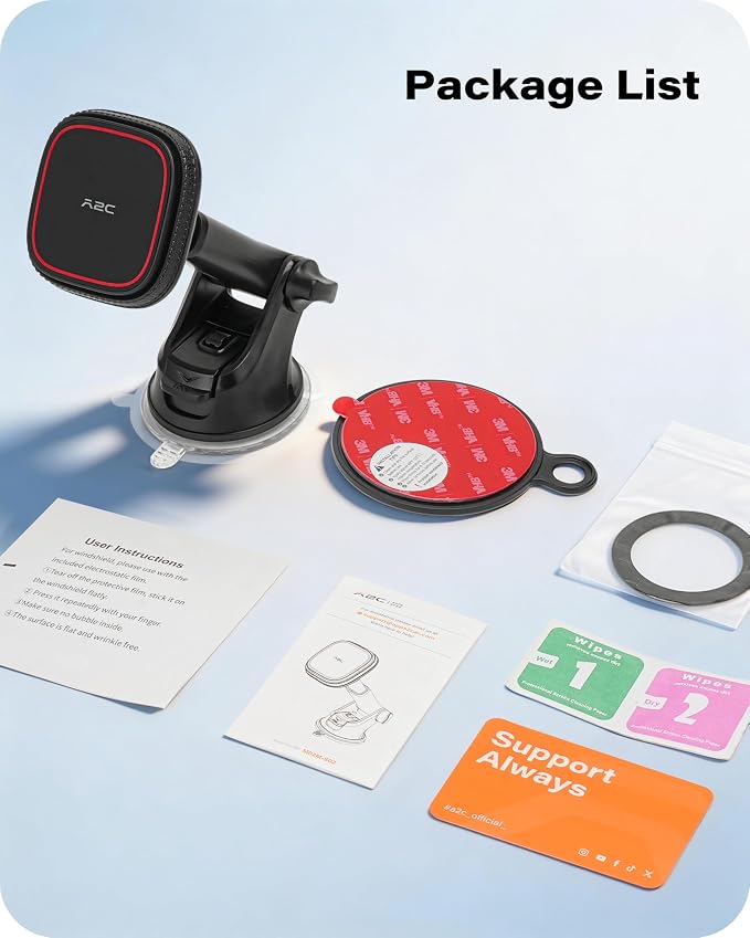 for MagSafe Car Mount, Dashboard & Windshield Suction Cup Holder with Telescopic Arm, Magnetic Phone Holder for Your Car, Designed for iPhone MagSafe Case (Black-Magsafe)